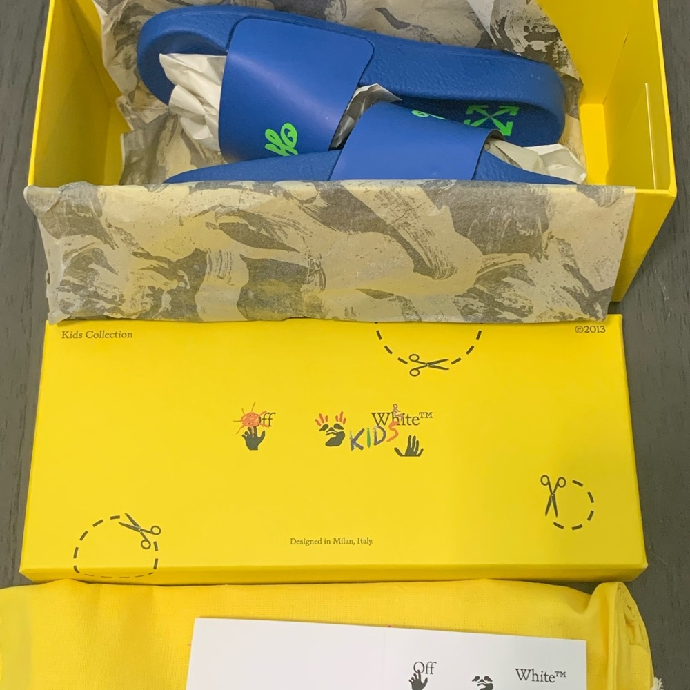 Off-White Kids Blue Pool Slides